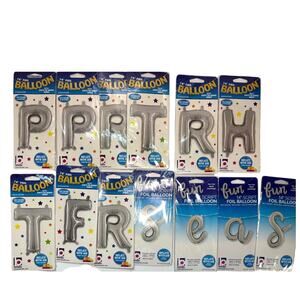 13 Silver Foil Balloons Letters Party Supplies Balloon Air or Helium Betallic